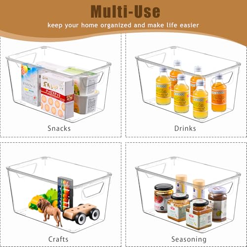 12 Pack Middle Stackable Storage Boxes for Storage and Organization, Clear Storage Bins with Lids, Plastic Storage Containers with Lids, Plastic Bins with Handles for Office, Bedroom, Study Room - size: 12 Pack Middle