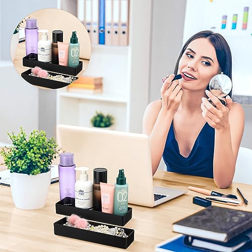 Teling Large Rectangular Desk Organizer Set, Half Accessory Tray, Plastic Tabletop Organizer for Office, Home, or Study, Dimensions: 9.45 x 2.95 x 1.38 Inches(4 Pcs,Black) - color: black
