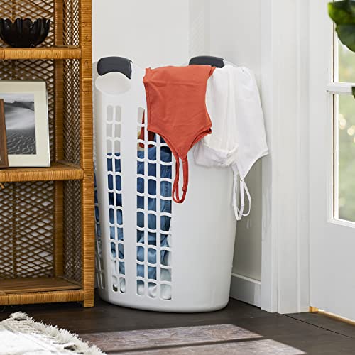Gracious Living Easy Carry Flex Hamper, Large 87.5 Liter Lightweight Plastic Ventilated Laundry Basket Clothes Bin with Handles, White 3 Pack - size: 3 Pack