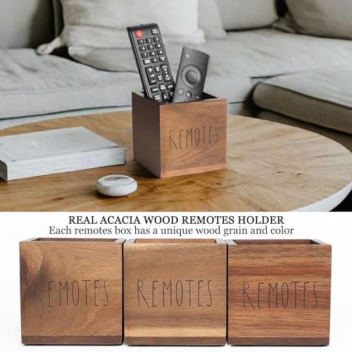 LBEMEY Acacia Wood Remote Control Holder, TV Remote Holder, Remote Organizer for Table,Home,Living room, bedroom for Wooden Remote Box (Brown, S,for 2 or 3 Remote Controls) - size: S,for 2 or 3 Remote Controls