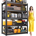 71.2" H Garage Shelving Heavy Duty Storage Shelves, Metal Adjustable Shelving Unit, Utility Garage Organizer Shelf for Basement, Pantry, Kitchen, Warehouse,15.7" Dx35.4 Wx71.2 H Black - size: 5-Wood-15.7"Dx35.4"Wx71.2"H