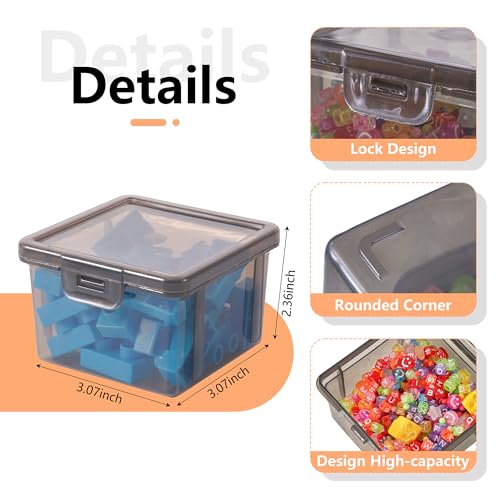 10-Pack Small Plastic Containers with Lids, Clear Stackable Storage Boxes & Bins Organizer for Bead Organizer, Craft Storage, Stickers, Jewelry & Small Items – Black Square Small - size: Black Square Small - 10 Pack