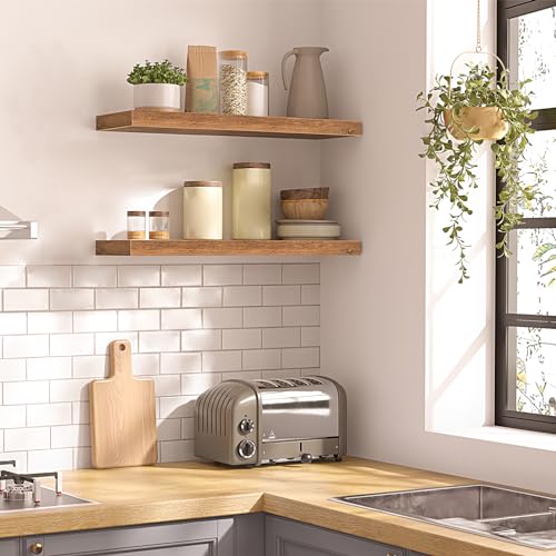 HOOBRO Floating Shelves for Wall and Wire Cube Storage Organizer, Wall Mounte, Wall Mounted Shelf Set of 2, 9-Cube Shelves, Modular Shelves with Metal Grid, DIY Closet Cabinet BF60BJ01-BF09CW01