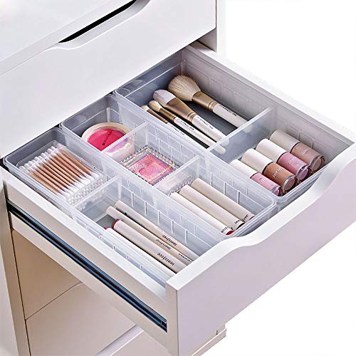 Chris.W Desk Drawer Organizer Tray with Adjustable Dividers, Multi-Drawers for Makeups, Utensil, Pens, Flatware and Junks - Set of 4 (2 Large + 2 Small) 10.24 Inch Length - size: Small(2L + 2S)