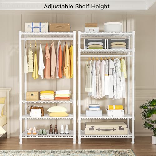 Ulif H2 Heavy-Duty Portable Closets, 4-Tier Freestanding Garment Rack Suit for Small Space and Corner, Closet Organizer System Portable Closet Wardrobe, Max Load 500 LBS, White - color: White, size: H2