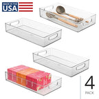 iDesign Stackable Clear Plastic Extra Long Pantry Organizers and Cabinet Storage Bins for Kitchen, 4-Pack - size: 16 x 8 x 3, style: Pack of 4