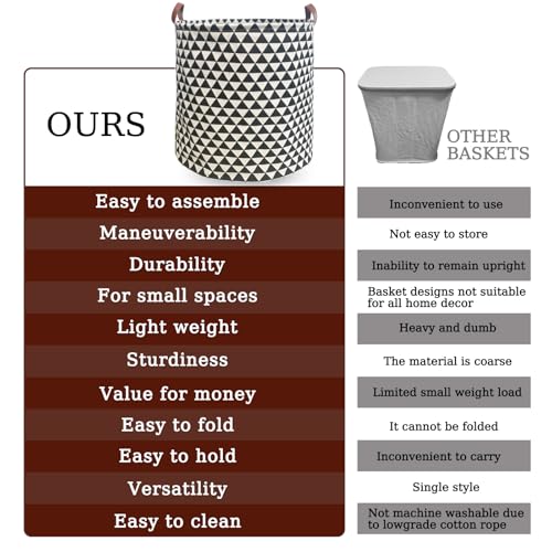 Waterproof Laundry Hamper Collapsible Laundry Basket Leather Handle Laundry Bag Large Clothes Storage Toy Organization for Bathroom Bedroom Laundryroom College Dorms (Hesan-002) - color: Hesan-002