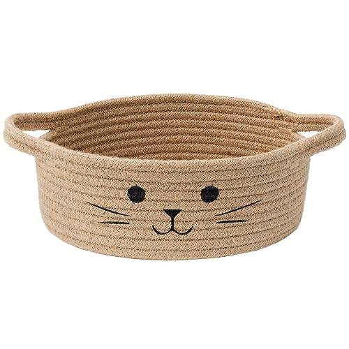Small Storage Basket, Cute Baskets for Cat Toys, Woven Doy Toy Box Empty Gift Bin for Organizing, Jute, 9.8 x 4 inches - color: Jute, size: 9.8"W x 4"H
