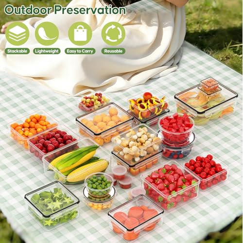 62 PCS Large Food Storage Containers with Lids Airtight (31 Lids &31 Containers) - Leakproof Meal-Prep Containers for Kitchen Storage Reusable Plastic Microwave/Dishwasher Safe with Labels & Pen - color: 31 Pack