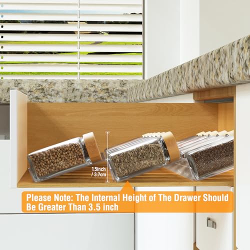 Suneerplay Spice Drawer Organizer 4 Tier, Acrylic Seasoning Organizer Rack, Clear Spice Rack Tray, Kitchen Seasoning Jars Drawers Insert (Jars Not Included/Expandable From 9" to 18") - color: Clear 4 Pack, size: Small