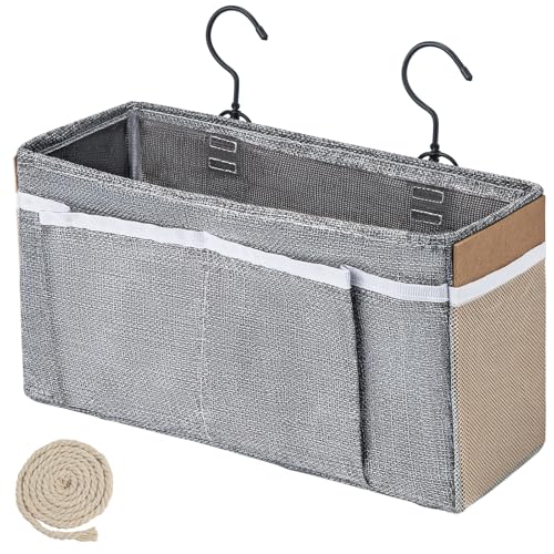Bedside Caddy, bedside organizer, Hanging Organizers, Storage Bags with Self-adhesive on The Back to Hang Over Beds for Headboards, Bunk Bed, Car Seat Back Organizers (Upgraded Version Grey) - color: Grey