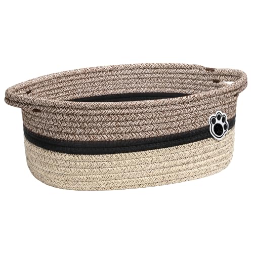 Dog Toy Basket Small Baskets for Gifts, Woven Baby Storage Basket for Towels, Toys, Storage Organizer Bins for Living Room, 12 x 8 x 5 inches - color: Brown Mix, size: 12"L x 8"W x 5"H