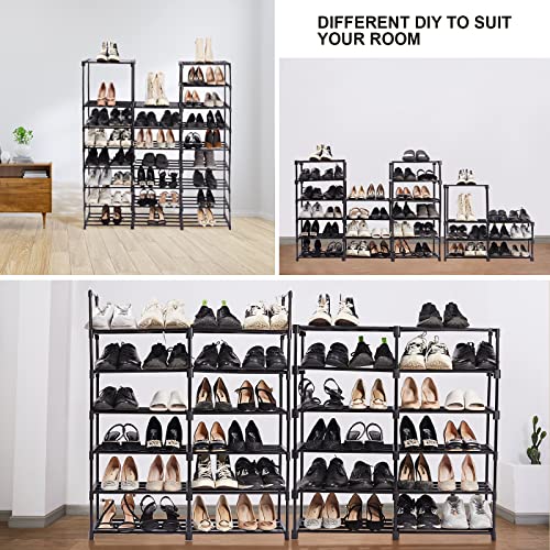 Mavivegue Extra Large Shoe Rack, 8 Tier 4 Rows 72-76 Pairs Big Tall Metal Shoe Shelf,Big Boot Rack Storage Organizer for Garage,Show Rack Shoe Holder Stand,Closet Rack Organizers and Storage - color: Black, size: 4 Row 8 Tier