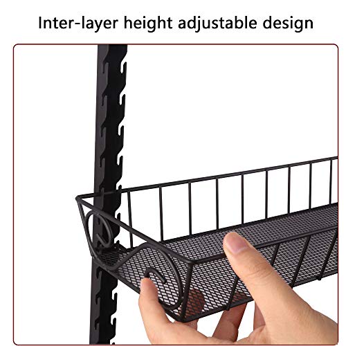 SWOMMOLY Adjustable Wall Mount Spice Rack, 3-Tier Dual-use (Multi-use) Organizer, Black - color: Black, size: 3-Tier