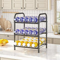 GILLAS 3 5 6 7 8 Tier Water Bottle Storage, Metal Beverage Can Rack,Large Capacity Bottled Rack Water Bottle Holder Stand for Cabinet, Countertop Kitchen, Party, Black - size: 3 Tier Without Wooden Top