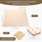 6 Pcs Wood Pegboard Drawer Organizer with 48 Pegs, Wooden Peg Board Drawer Shelf Organizer Adjustable Peg Drawers Organizers for Kitchen Dishes Plate Pegboard Food Containers(17x5.91, Wood)
