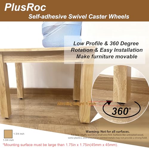 PlusRoc 16 Pack 1 Inch Self Adhesive Caster Wheels for Furniture Mop Bucket, Load Capacity 28 LBS Per Wheel, Low Profile Swivel Wheels for Small Appliance Storage Bins - style: Steel Ball