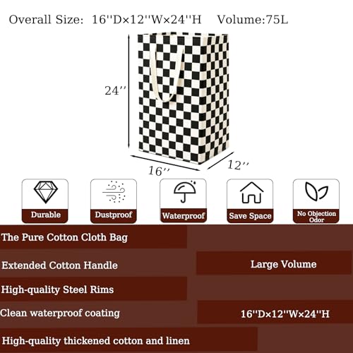 Waterproof Laundry Hamper Collapsible Laundry Basket Leather Handle Laundry Bag Large Clothes Storage Toy Organization for Bathroom Bedroom Laundryroom College Dorms (HBG-888) - color: HBG-888
