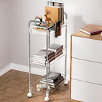 SPACEKEEPER 3 Tier Acrylic Storage Rolling Cart Clear Bathroom Cart Organizer, Transparency Laundry Room Organization Mobile Shelving Unit Multifunction Rolling Utility Cart for Office Living Room - size: 3 Tier