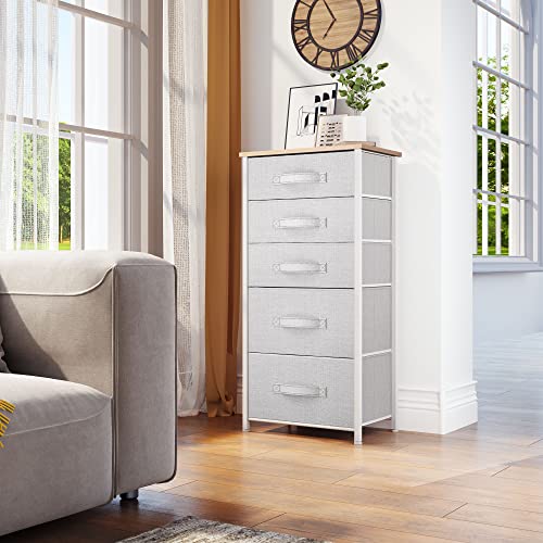 YITAHOME 5 Drawers Dresser - Fabric Dresser, Organizer Unit for Living Room, Closets(Pink) - color: Pink, style: 5-Drawer