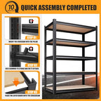 71.2" H Garage Shelving Heavy Duty Storage Shelves, Metal Adjustable Shelving Unit, Utility Garage Organizer Shelf for Basement, Pantry, Kitchen, Warehouse,15.7" Dx35.4 Wx71.2 H Black - size: 5-Wood-15.7"Dx35.4"Wx71.2"H
