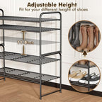 SUFAUY 2-Tier 33" Wide Shoe Rack, Closet Metal Shoe Rack Organizer Heavy Duty, Stackable, Black - color: Black, size: 2 Tier