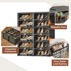 Vipbox Black Shoe Rack Organizer Cabinet for Closet Entryway,Clear Shoe Storage Boxes Stackable Sneaker Storage with Door Easy Assembly Shoe Cabinet with Lids Large 6 Tiers 24 Pairs - size: 6 Tiers 24 Pairs