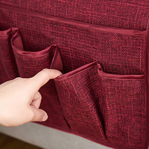 Sofa Armrest Organizer Non-Slip Arm Chair Hanging Caddy Remote Control Holder for Magazine, Phone, Books, Glasses(WineRed,13in) - color: Winered, size: 35"x13"