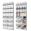 2 Packs Over the Door Shoe Organizer, 36 Large Mesh Pockets Hanging Shoe Boots Rack Holder, Closet Hanging Organizers for Storage Sneakers High Heeled Shoes Slippers (White) - size: 36 Pockets