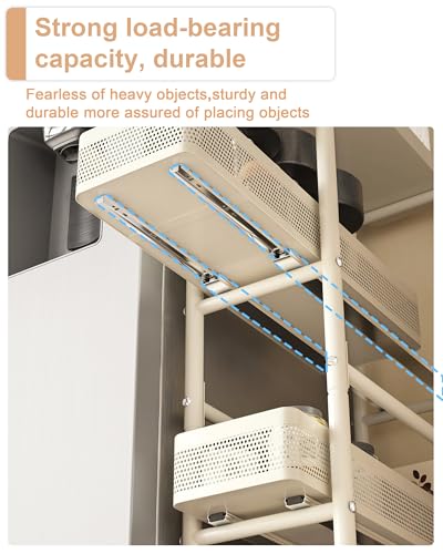 UMDONX Slim Storage Cart 4 Tier with Pull Out Basket Bathroom Organizer Rolling cart, Rolling Utility Cart Slide Out Organizer for Kitchen, Bathroom, Laundry White - color: White, size: 4 Tier