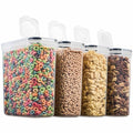 4 Pack Airtight Cereal & Dry Food Storage Container - BPA Free Plastic Kitchen and Pantry Organization Canisters for, Flour, Sugar, Rice, Nuts, Snacks, Pet Food & More (4L, 16.9 Cup, 135.5 Ounce