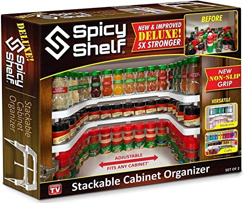Spicy Shelf 3.0 - Expandable 2 Tiered Spice Rack Organizer for Cabinet & Pantry - Kitchen Seasoning Organizer - Cabinet Spice Racks for Inside Cabinets (Spicy Shelf Premium) - Home Organization