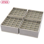 DIOMMELL Set of 4 Foldable Cloth Storage Box Closet Dresser Drawer Organizer Fabric Baskets Bins Containers Divider for Clothes Underwear Socks Lingerie Clothing, Grey 40-0000 - color: Light Grey