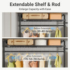 Timate F2 Pro Expandable Wall Mounted Clothes Rack Industrial Pipe Clothing Rack for Hanging Clothes, Heavy Duty Clothes Rack with Shelves, Garment Rack Wall Closet System, Black Pipe Closet Kit - color: Black, style: Timate F2 Pro