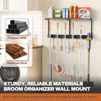 Broom Holder Wall Mount with Cleaning Supplies Organizer, Laundry Room Organization and Storage Shelves with Mop Hanger Rack Gripper Hooks, Utility Shelf Closet Organizer for Home Garage Kitchen - size: Large