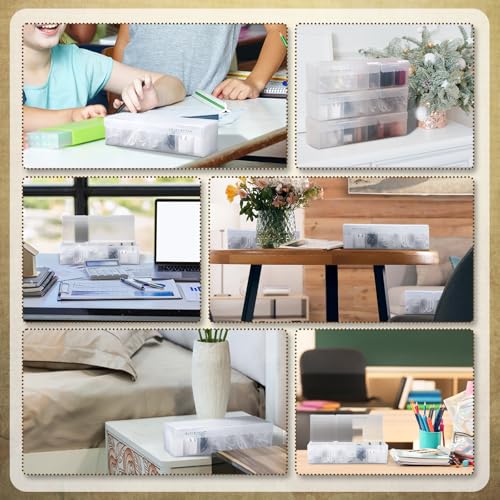 AceOrbit 3 Pack Clear Cable Organizer Box with Wire Ties and Label, Plastic Cord Charger Storage Box with Lid Stackable Cable Storage Wire Case for Desk Drawer Office Home Organization and Accessories