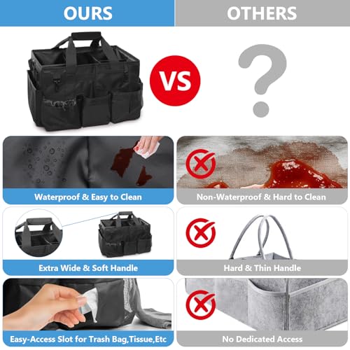 Large Wearable Cleaning Caddy Bags, Cleaning Supplies Organizer with Detachable Divider & Adjustable Shoulder Straps for Housekeepers & Cleaners, 14 inch Black Tool Bag - color: Black