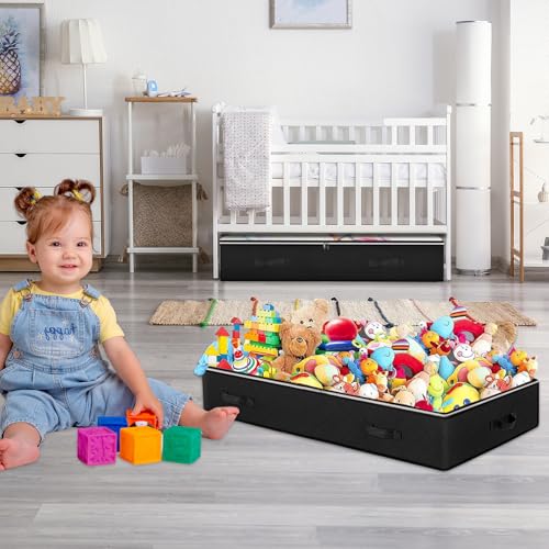 6 Pack Under bed Storage Containers, 90L Large Capacity Bedroom Closet Organizers and Storage Bins Foldable Underbed Storage Bags for Clothes, Blanket, Towels, Comforter, Sweaters, Linen Sheet Black - color: 6 Pack - Black