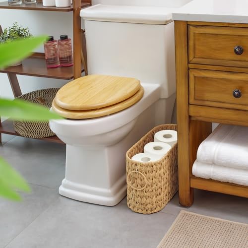 GRANNY SAYS Toilet Paper Storage, Bathroom Storage Basket, Toilet Paper Basket for 6 Mega Rolls, Toilet Paper Holder with Storage, Wicker Basket for Bathroom Accessories - color: Nature, size: 15¾"L x 6½" Wx 9½"H (No Lid)