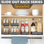 SpaceAid Pull Out Spice Rack Organizer for Cabinet, Heavy Duty Slide Out Seasoning Kitchen Organizer, Cabinet Organizer, with Labels, 4.5" W x10.75 D x8.5 H, 1 Drawer 2-Tier - style: 4.5" W, 2-Tier