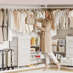 Cidaziya Expandable Closet Organizers and Storage, 4 Drawer Dresser, White Fabric Storage Dresser, Clothes Shelves for Kids, Purse Organizer Small Shoe Rack for Closet Bedroom - size: 11.8"D x 43.4"W x 29.8"H (4 Drawers)