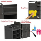 Simple Houseware 16 Cube Shoe Stand Tower Rack 8 Tier with Top Shelf and Side Hanging Pockets, Dark Gray - color: Dark Gray