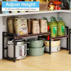 44.3 Inches Expandable Metal Storage Shelves,150LBS Heavy Duty Shelving Units and Storage For Appliance,Adjustable Utility Organization and Storage Shelf Rack For Kitchen Cabinet Closet Garage Pantry - size: 1 Tier：11.8"D x 44.3 "W x 16.3"H