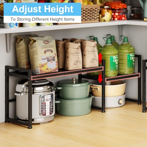 44.3 Inches Expandable Metal Storage Shelves,150LBS Heavy Duty Shelving Units and Storage For Appliance,Adjustable Utility Organization and Storage Shelf Rack For Kitchen Cabinet Closet Garage Pantry - size: 1 Tier：11.8"D x 44.3 "W x 16.3"H