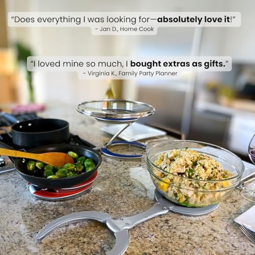 Trivae Pot Lid Holder – 4-in-1 Pot Lid Holder While Cooking, Pan Lid Holder, Trivet & Cake Stand – Versatile Kitchen Tool for Hot Pots, Serving & Display – Space-Saving, Heat-Resistant Stand - color: Classic Black