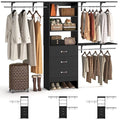 iSunirm 8FT Closet System, 96'' Closet Organizer System with 3 Hanging Rods, Wall Mount Bedroom Wardrobe with 3 Drawers Walk-in Closet, Adjustable Cloth Garment Rack from 5 to 8FT (Cut to Fit), Black - color: Black