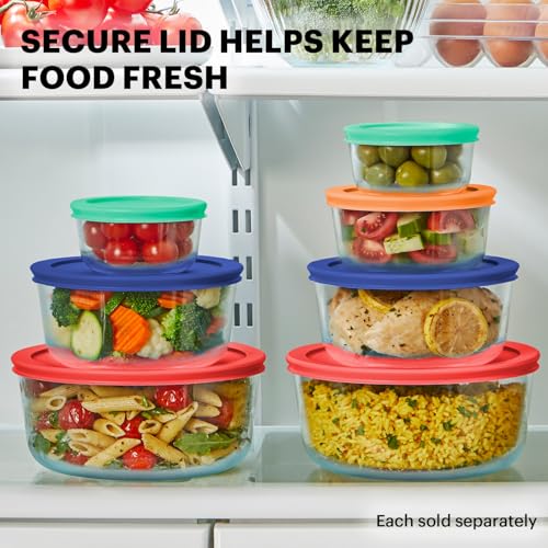 Pyrex Simply Store (7-Pack) Glass Food Storage Containers Set, (1, 2, 4 & 7 Cup) Meal Prep Containers With Plastic BPA-Free Lids, Dishwasher & Microwave Safe - size: 7 Pack