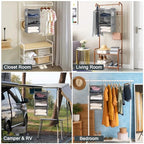 MAX Houser 3 Tier Shelf Hanging Closet Organizer, Space Saver,Closet Hanging Shelf with 2 Sturdy Hooks for Storage, Foldable (Grey) - color: Ashy