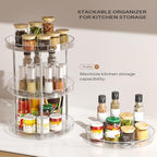 2 Pack 2 Tier Lazy Susan Turntable Organizer, Clear Rotating Lazy Susan, Spice Rack for Cabinet, Makeup and Perfume Organizer for Vanity, Counter Organizer Tray for Kitchen, Bathroom - size: 2 Pack - 2 Tier