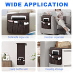 Grekos Sofa Armrest Organizer Remote Holder Bedside Caddy Organizer with 6 pockets, Chair Arm Holder Non-Slip Remote Control Holders Caddy for Magazine Tablet Phone Book